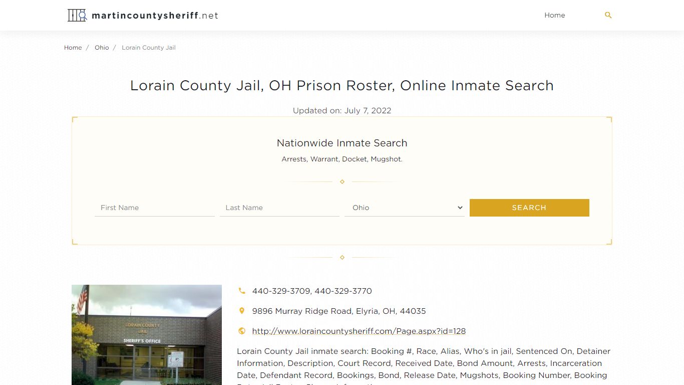 Lorain County Jail, OH Prison Roster, Online Inmate Search ...